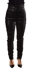 Dolce & Gabbana Black Silver Lurex Thread Cropped Stretch Trousers – Slim Fit