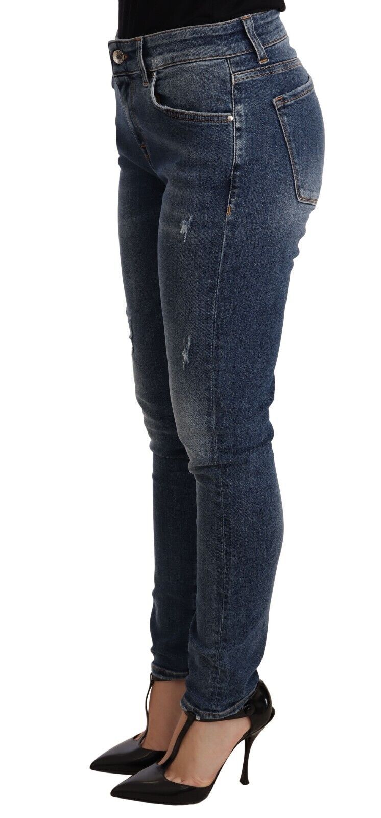 Dolce & Gabbana Blue Washed Skinny Stretch Denim Trousers – Mid-Rise
