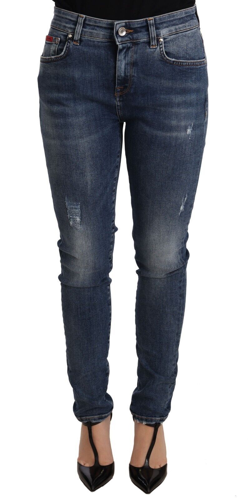 Dolce & Gabbana Blue Washed Skinny Stretch Denim Trousers – Mid-Rise
