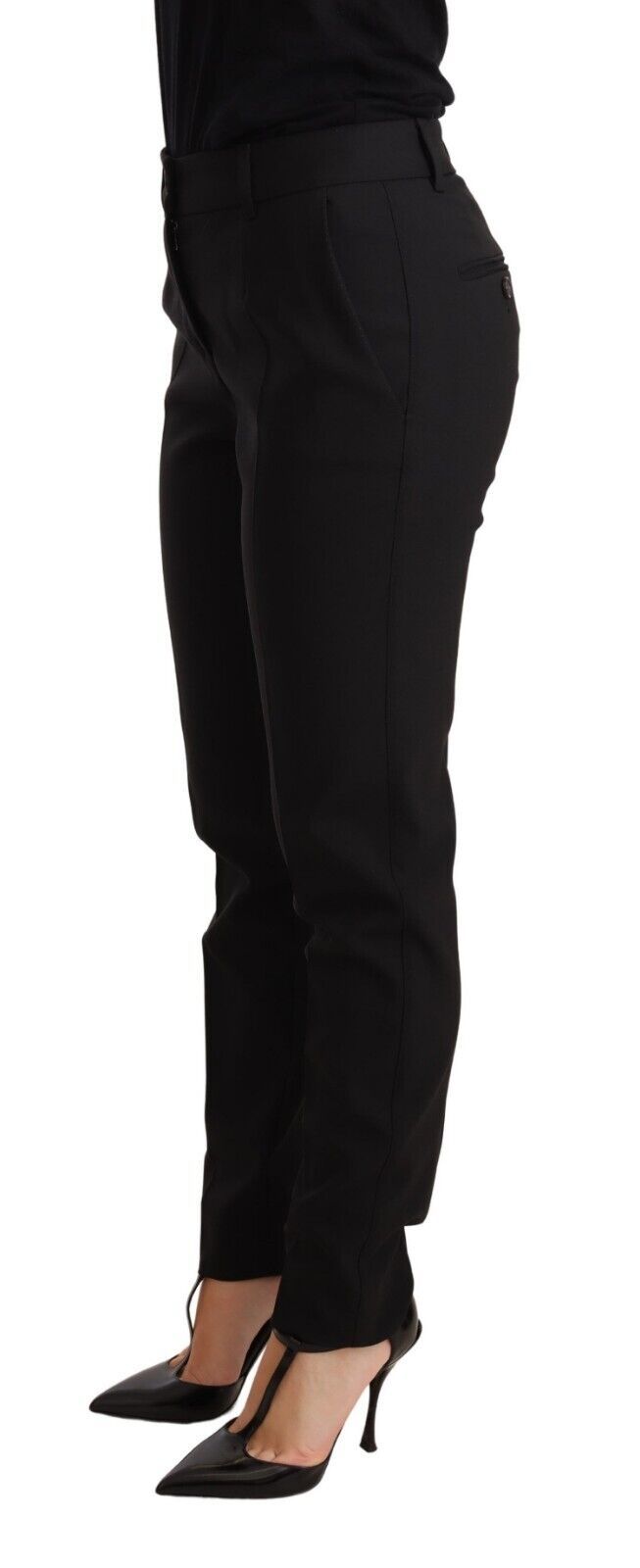 Dolce & Gabbana Black Virgin Wool Tapered-Leg Trousers – Tailored Silhouette