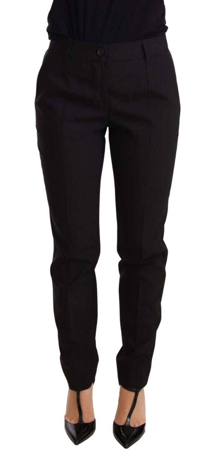 Dolce & Gabbana Black Virgin Wool Tapered-Leg Trousers – Tailored Silhouette