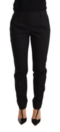 Dolce & Gabbana Black Virgin Wool Tapered-Leg Trousers – Tailored Silhouette