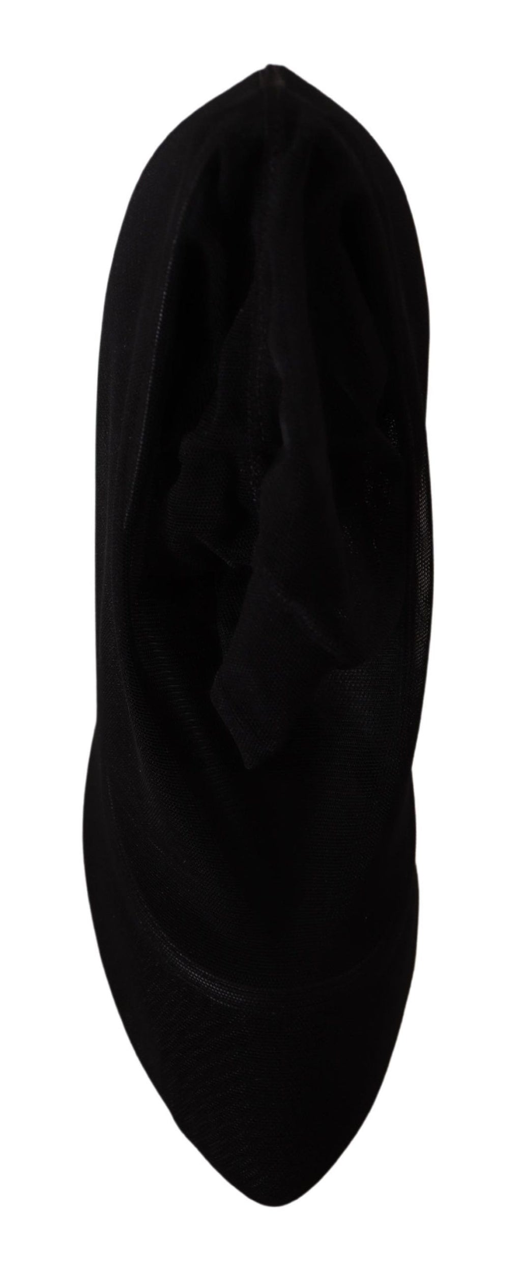 Dolce & Gabbana Black Stretch Tulle Sock Bootie Pumps – Nylon-Elastane-Leather, Leather Sole, Logo, Italian