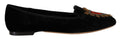 Dolce & Gabbana Black Leather 'DG Sacred Heart' Patch Flat Shoes – Logo, Leather Sole, Italian