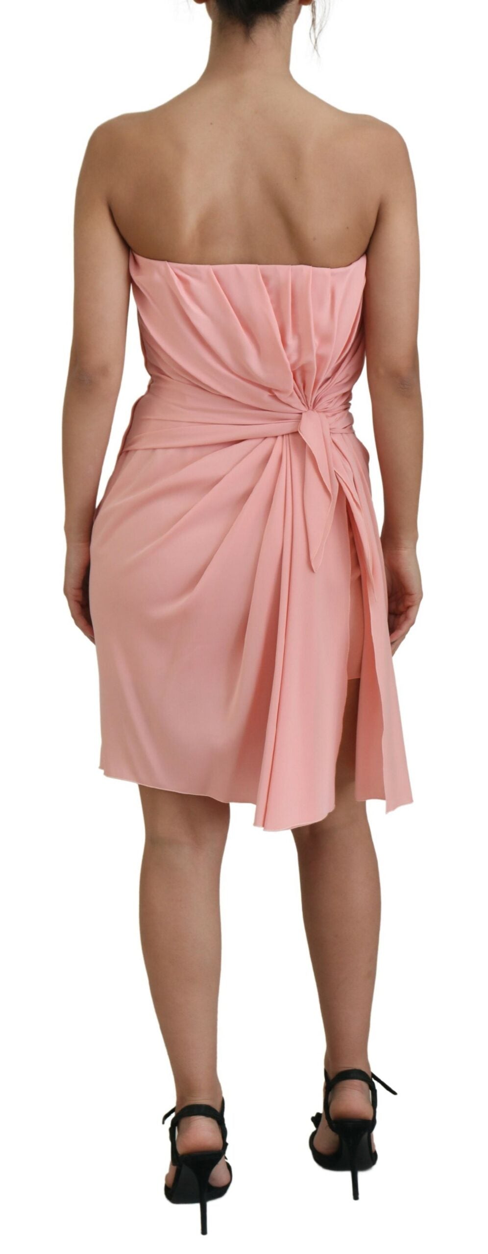 Dolce & Gabbana Pink Silk Stretch Strapless Fitted Dress – 94% Silk, Back Zipper
