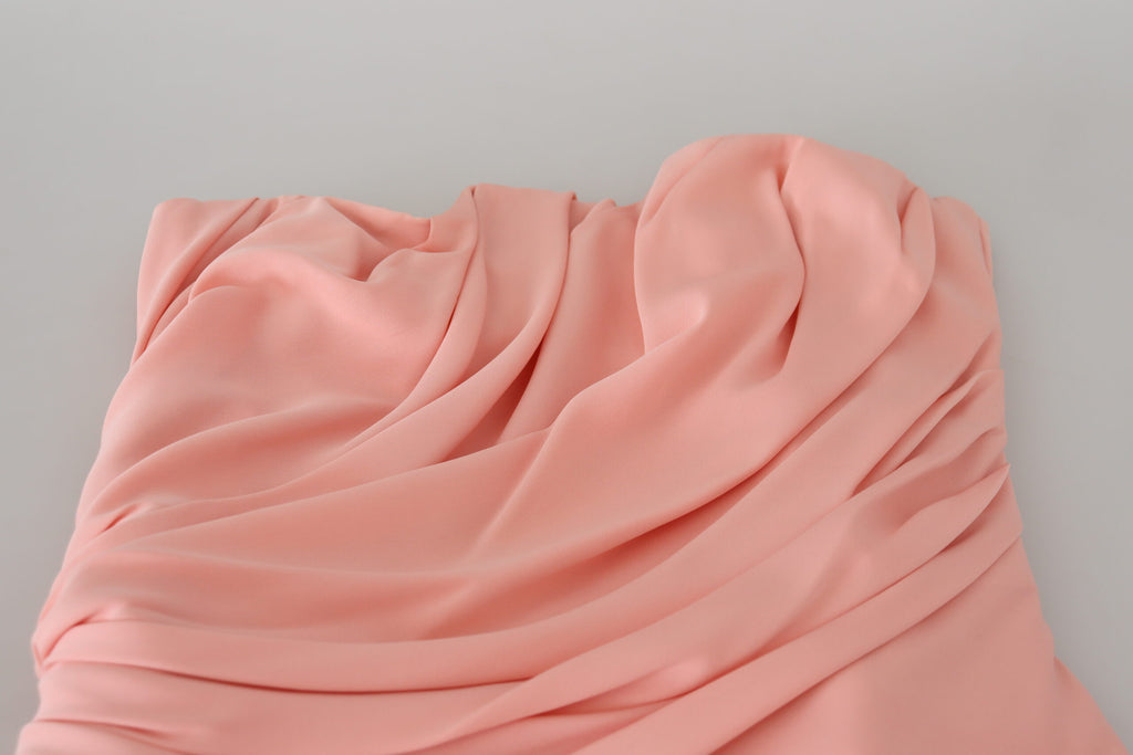 Dolce & Gabbana Pink Silk Stretch Strapless Fitted Dress – 94% Silk, Back Zipper