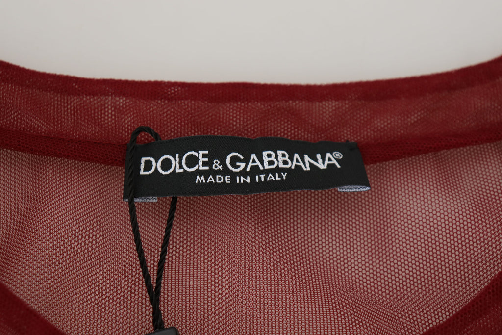 Dolce & Gabbana Burgundy 100% Nylon Double-Layer Shift Mini Dress – Logo Detail, Italian