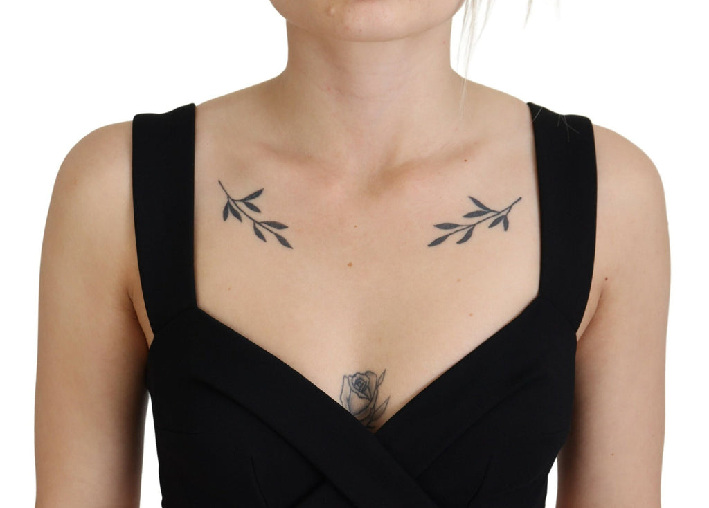 Dolce & Gabbana Black Viscose Bodycon Midi Dress – Sleeveless, Slit, Silk Lining