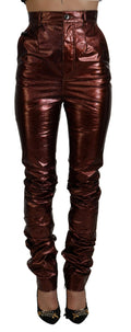 Dolce & Gabbana Metallic Bronze 100% Polyester High-Waisted Skinny Trousers – MainLine