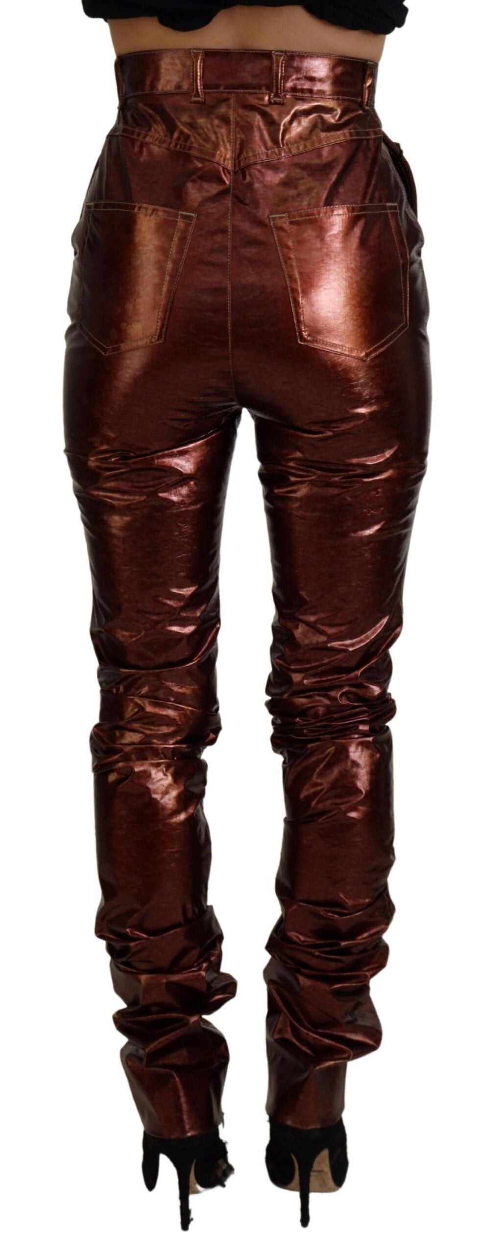 Dolce & Gabbana Metallic Bronze 100% Polyester High-Waisted Skinny Trousers – MainLine