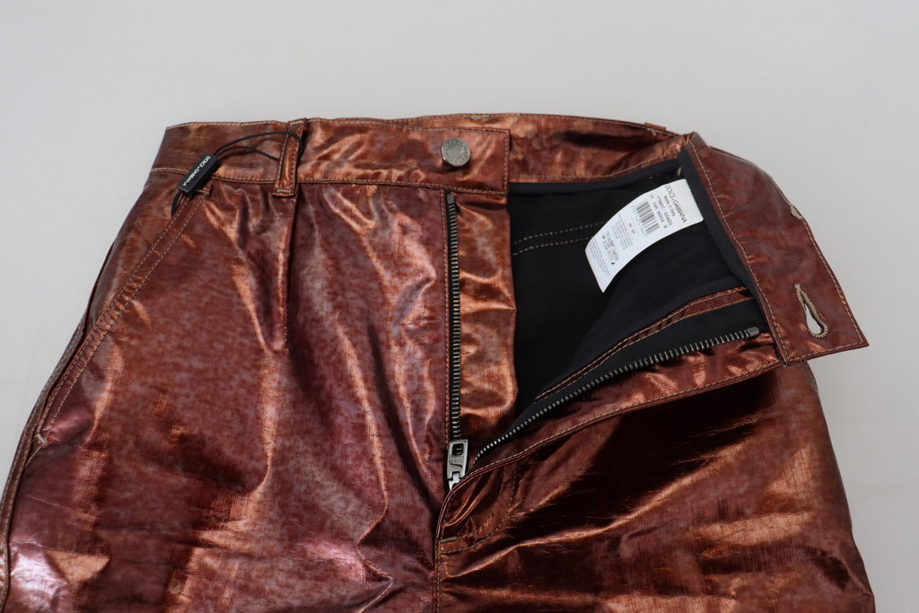Dolce & Gabbana Metallic Bronze 100% Polyester High-Waisted Skinny Trousers – MainLine