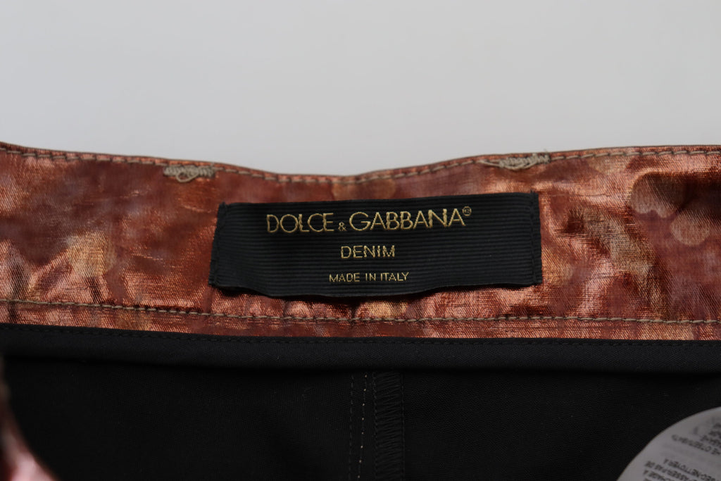 Dolce & Gabbana Metallic Bronze 100% Polyester High-Waisted Skinny Trousers – MainLine