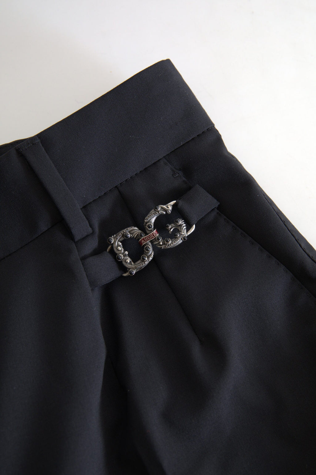 Dolce & Gabbana Black Virgin Wool High-Waisted Tapered Trousers – 98% Wool