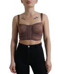 Dolce & Gabbana Brown Viscose Bustier Sleeveless Crop Top – 90% Viscose, Silk
