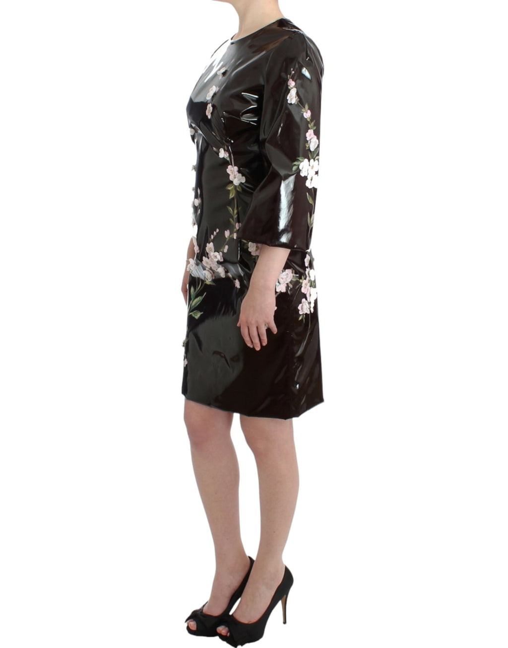 Dolce & Gabbana Black Hand-Painted Floral Runway Dress – Crystal Buttons, Silk Lining, Exclusive Italian