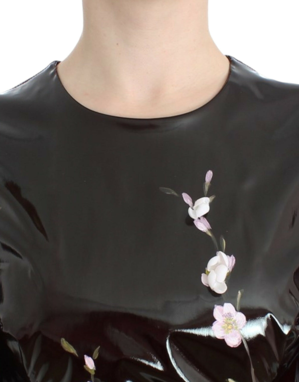 Dolce & Gabbana Black Hand-Painted Floral Runway Dress – Crystal Buttons, Silk Lining, Exclusive Italian
