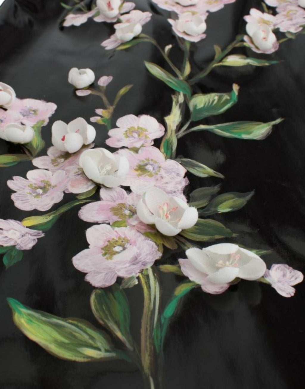 Dolce & Gabbana Black Hand-Painted Floral Runway Dress – Crystal Buttons, Silk Lining, Exclusive Italian