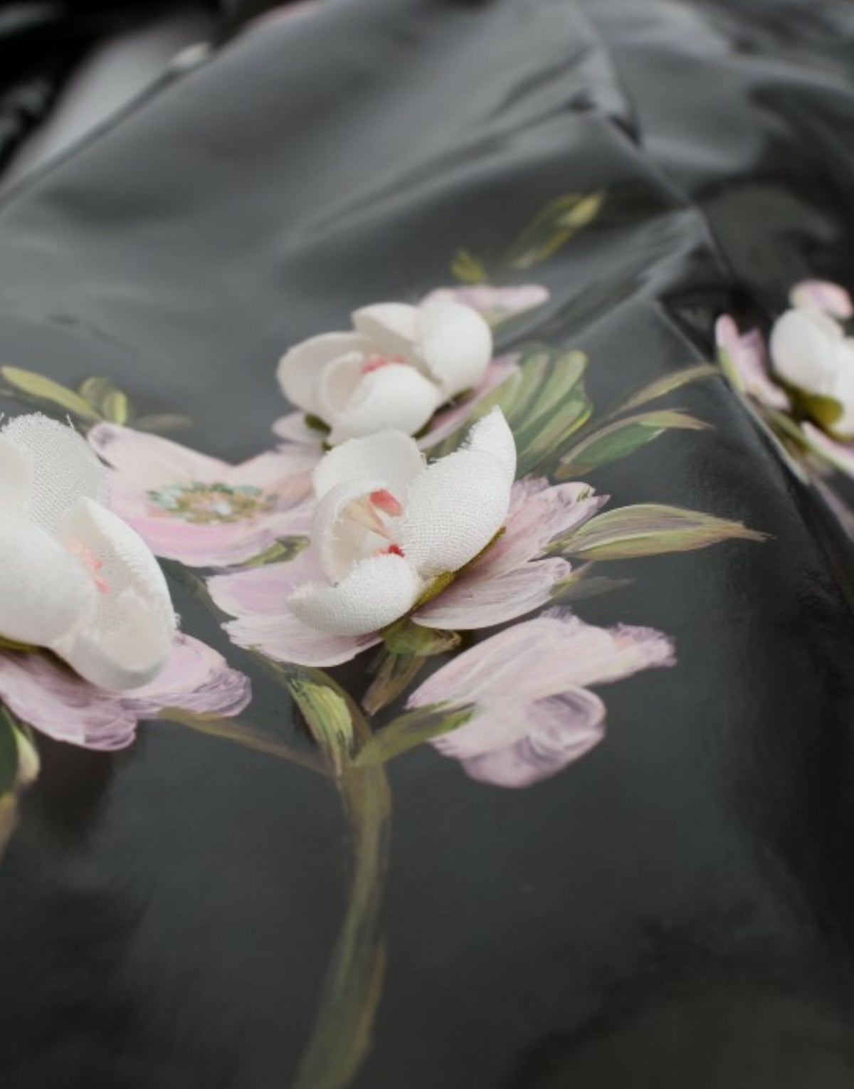 Dolce & Gabbana Black Hand-Painted Floral Runway Dress – Crystal Buttons, Silk Lining, Exclusive Italian