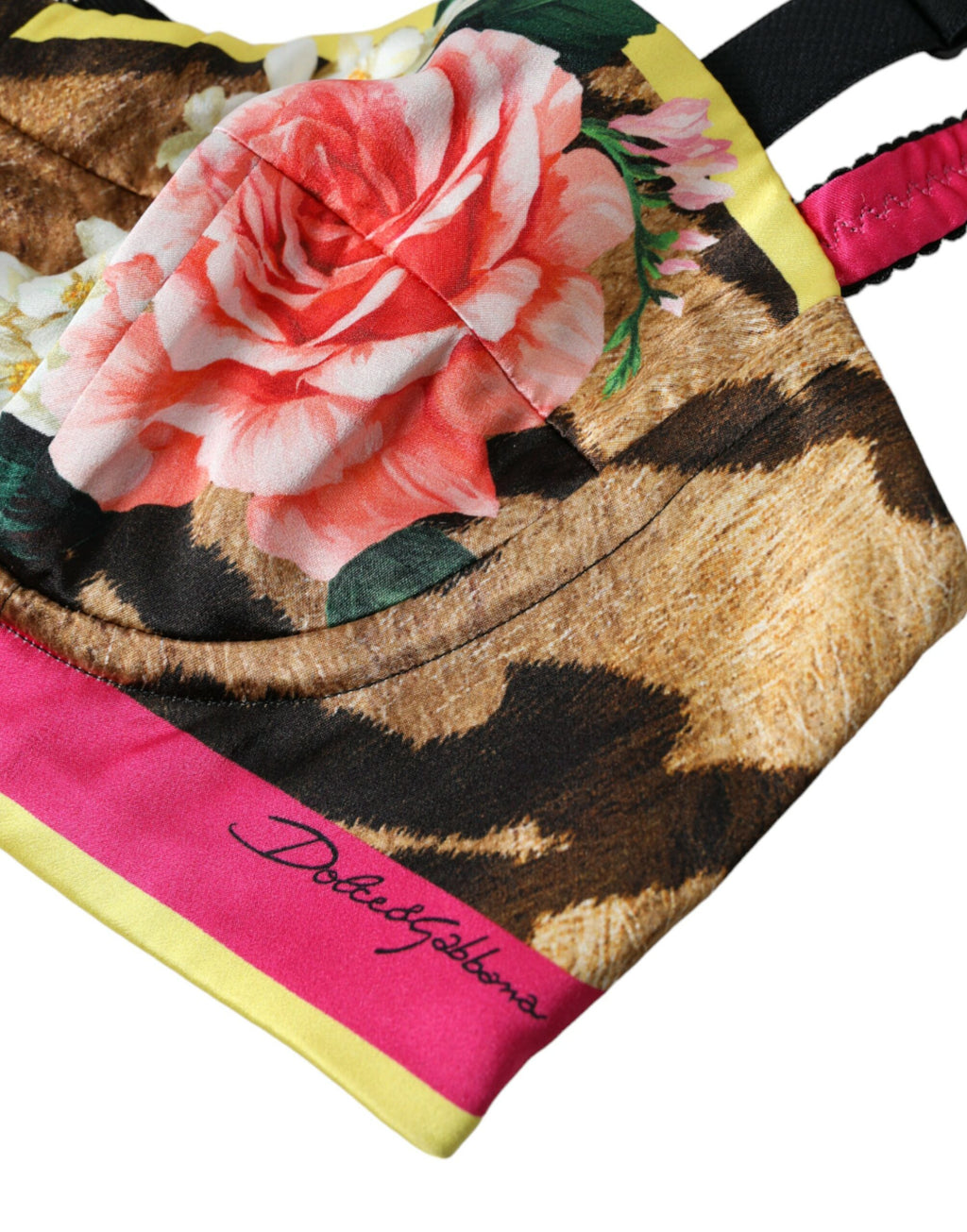 Dolce & Gabbana Multicolored Floral Bustier Sleeveless Crop Top – 50% Silk, Hook-and-Eye Closure