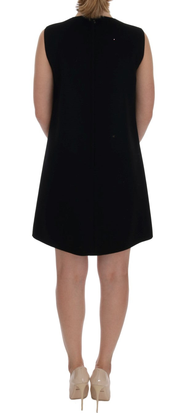 Dolce & Gabbana Black 100% Wool 'I AM A PRINCESS' Crystal Shift Dress – Pearls, Zipper, Italian