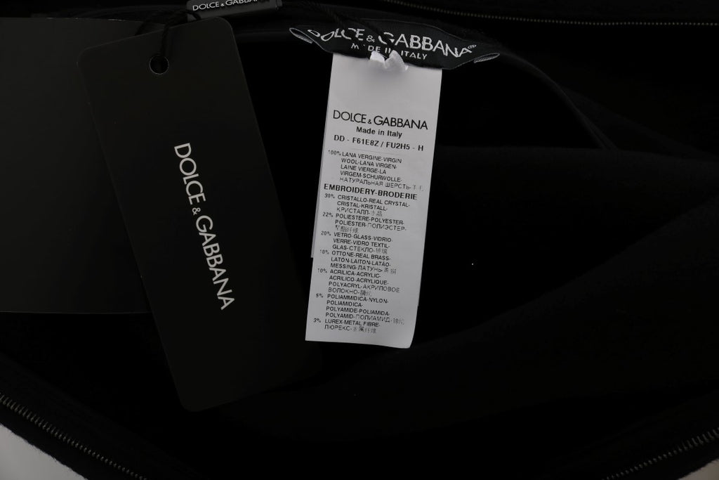 Dolce & Gabbana Black 100% Wool 'I AM A PRINCESS' Crystal Shift Dress – Pearls, Zipper, Italian