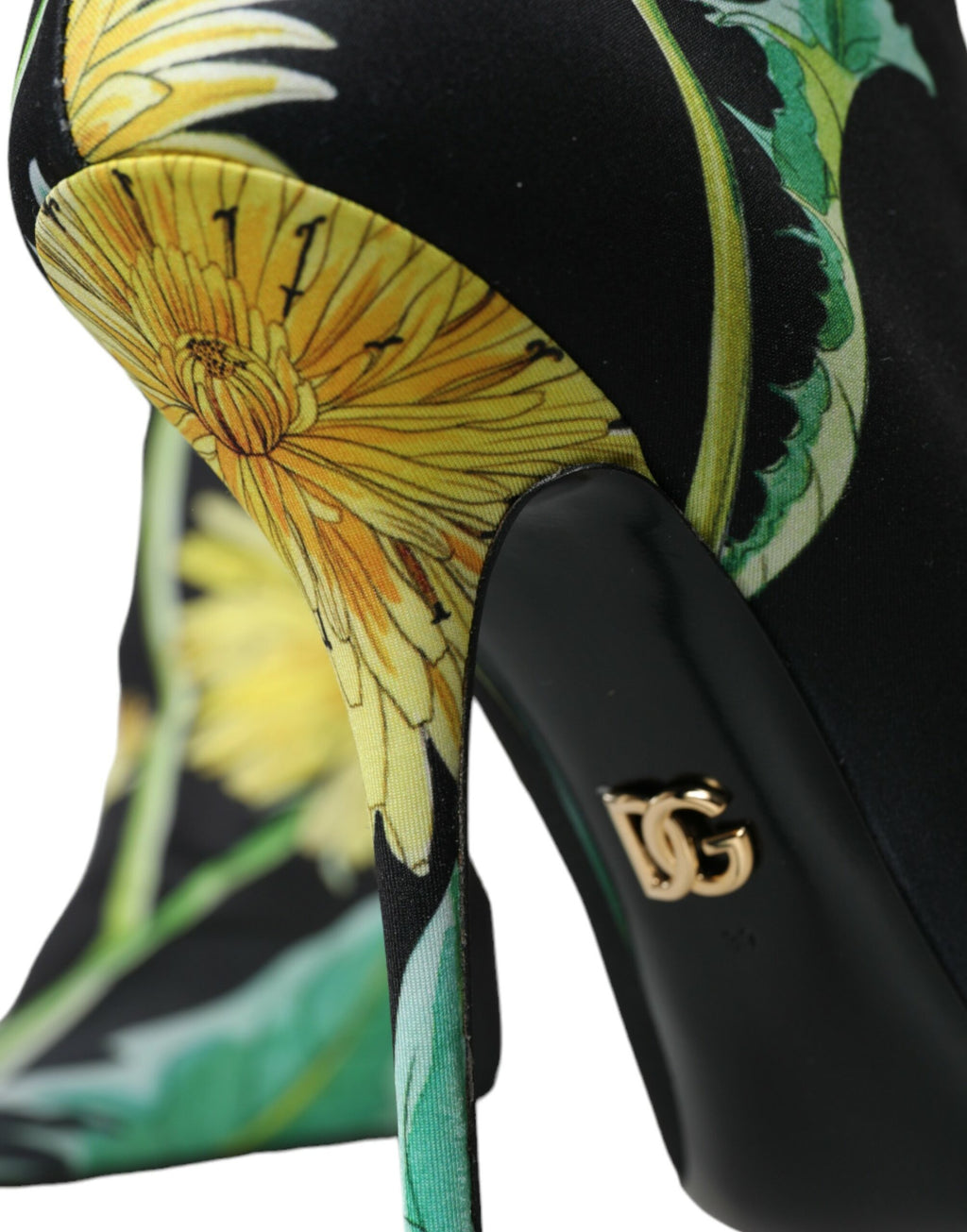 Dolce & Gabbana Black Floral Jersey Stretch Ankle Boots – Fabric Upper, Leather Sole, Logo, Italian
