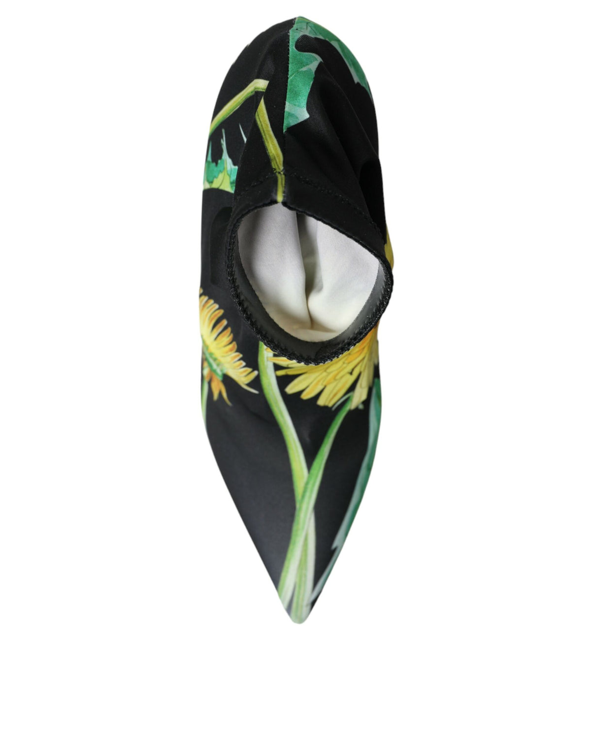 Dolce & Gabbana Black Floral Jersey Stretch Ankle Boots – Fabric Upper, Leather Sole, Logo, Italian