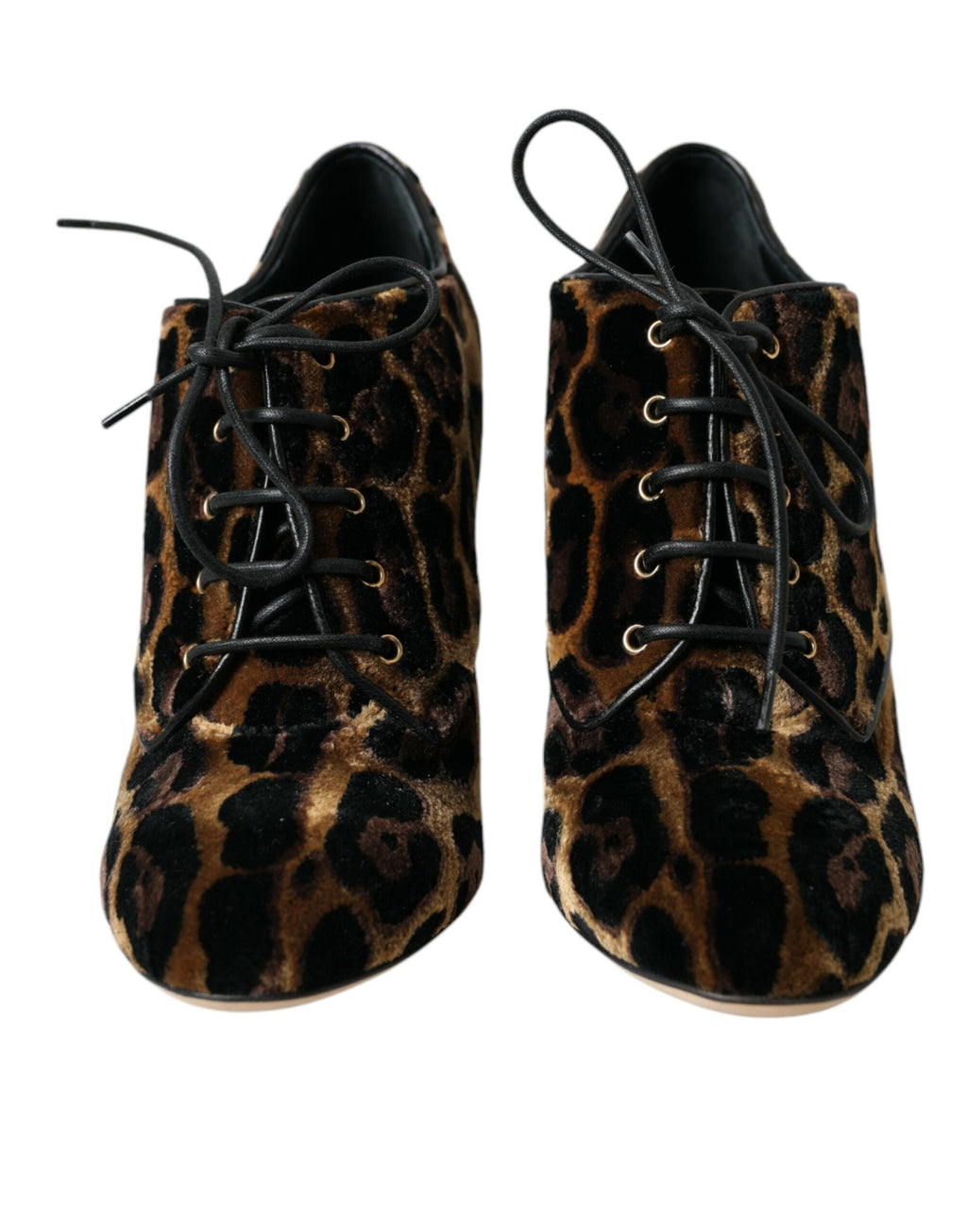 Dolce & Gabbana Brown Leopard Furry Viscose Lace-Up Ankle Boots – Leather Sole, Logo, Italian