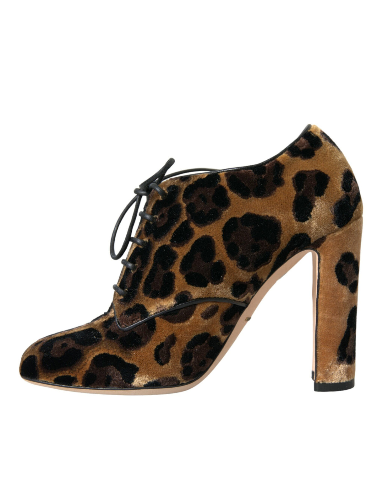 Dolce & Gabbana Brown Leopard Furry Viscose Lace-Up Ankle Boots – Leather Sole, Logo, Italian