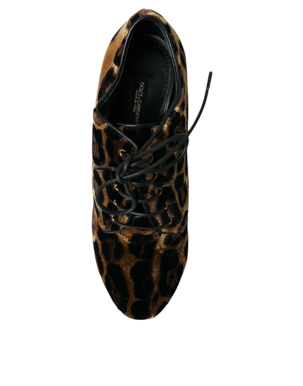 Dolce & Gabbana Brown Leopard Furry Viscose Lace-Up Ankle Boots – Leather Sole, Logo, Italian