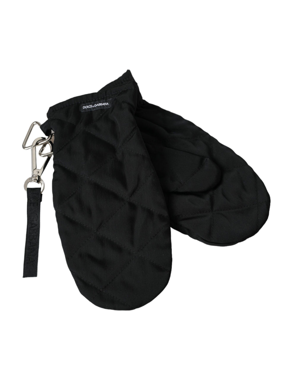 Dolce & Gabbana Black Quilted Nylon Wrist-Length Gloves – Viscose Lining, Logo, Italian