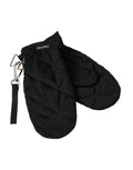 Dolce & Gabbana Black Quilted Nylon Wrist-Length Gloves – Viscose Lining, Logo, Italian