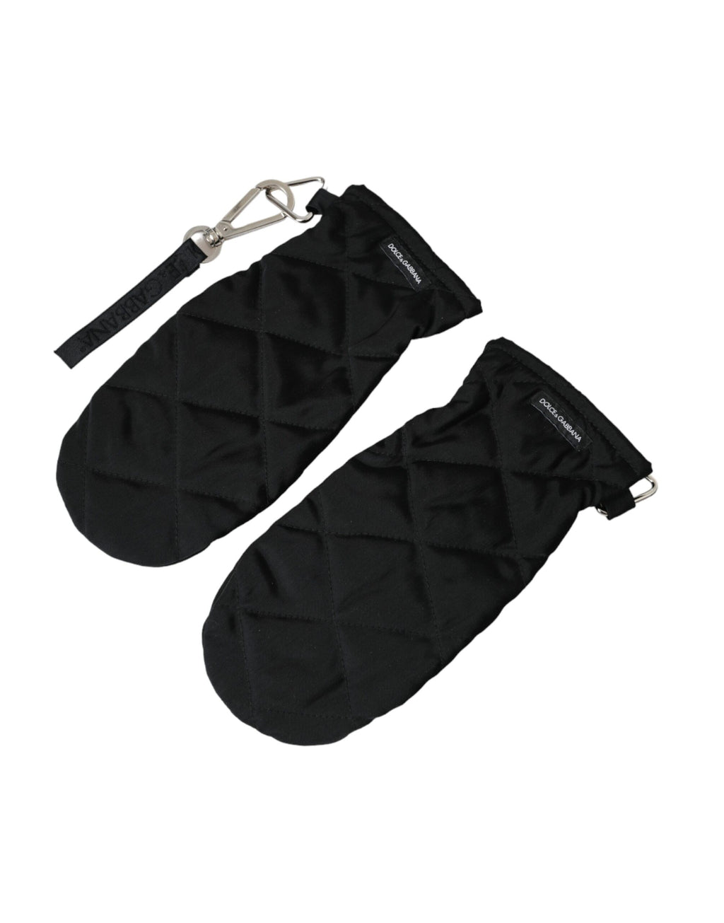 Dolce & Gabbana Black Quilted Nylon Wrist-Length Gloves – Viscose Lining, Logo, Italian
