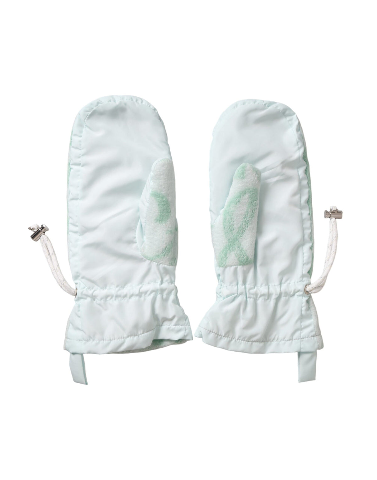 Dolce & Gabbana White-Green Nylon Wrist-Length Gloves – Viscose Lining, Logo, Italian