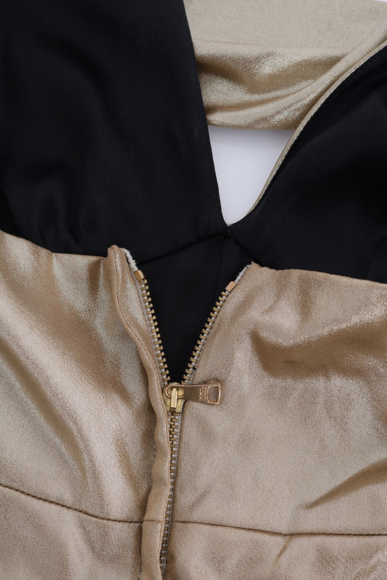 Dolce & Gabbana Gold Silk Stretch Romper Bodysuit