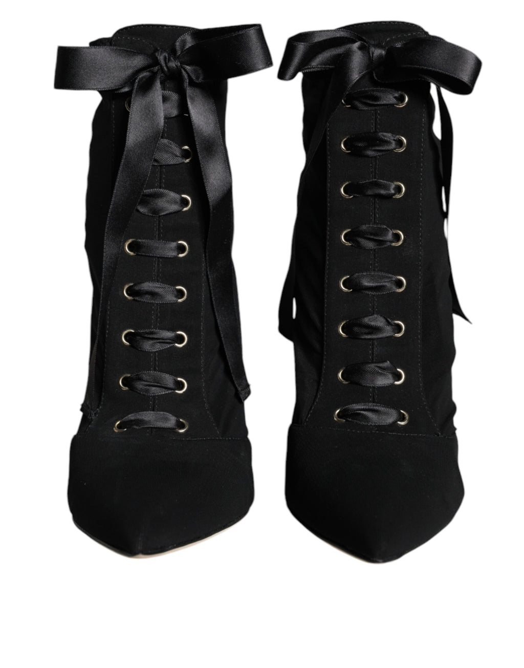 Dolce & Gabbana Black Suede Stretch Ankle Ballerina Flats – Lace-Up, Leather Sole, Logo, Italian
