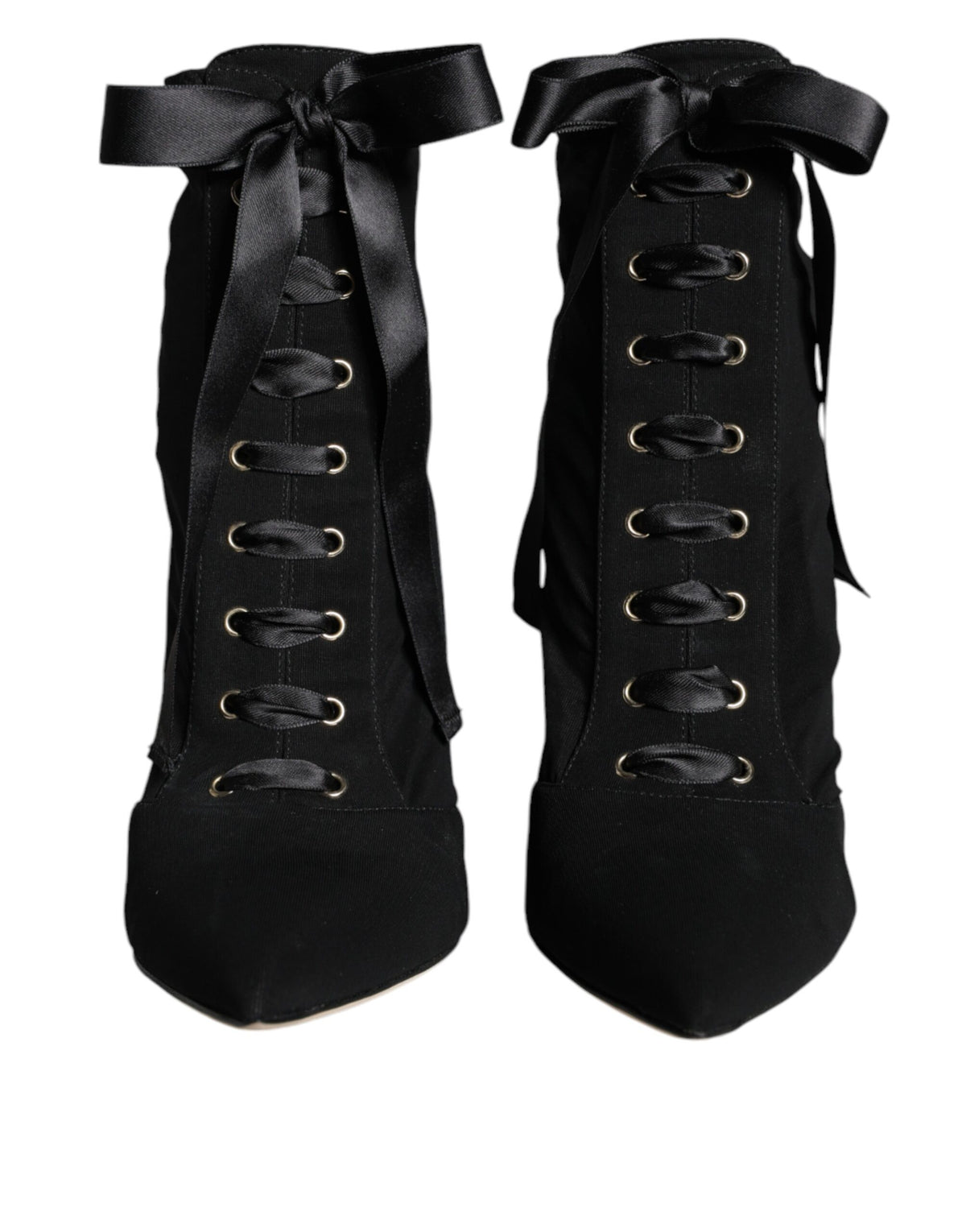 Dolce & Gabbana Black Suede Stretch Ankle Ballerina Flats – Lace-Up, Leather Sole, Logo, Italian