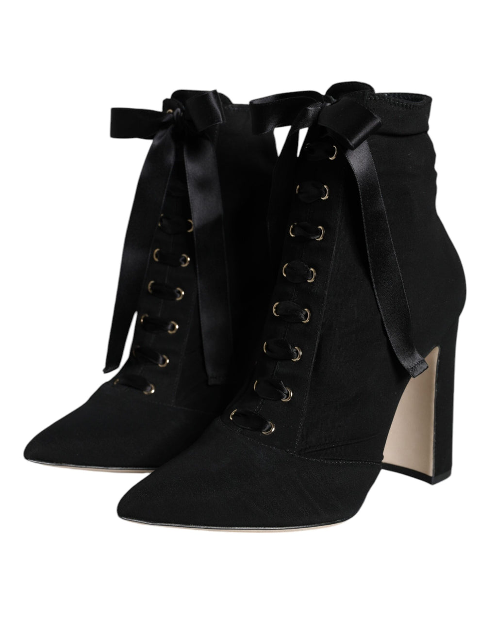Dolce & Gabbana Black Suede Stretch Ankle Ballerina Flats – Lace-Up, Leather Sole, Logo, Italian