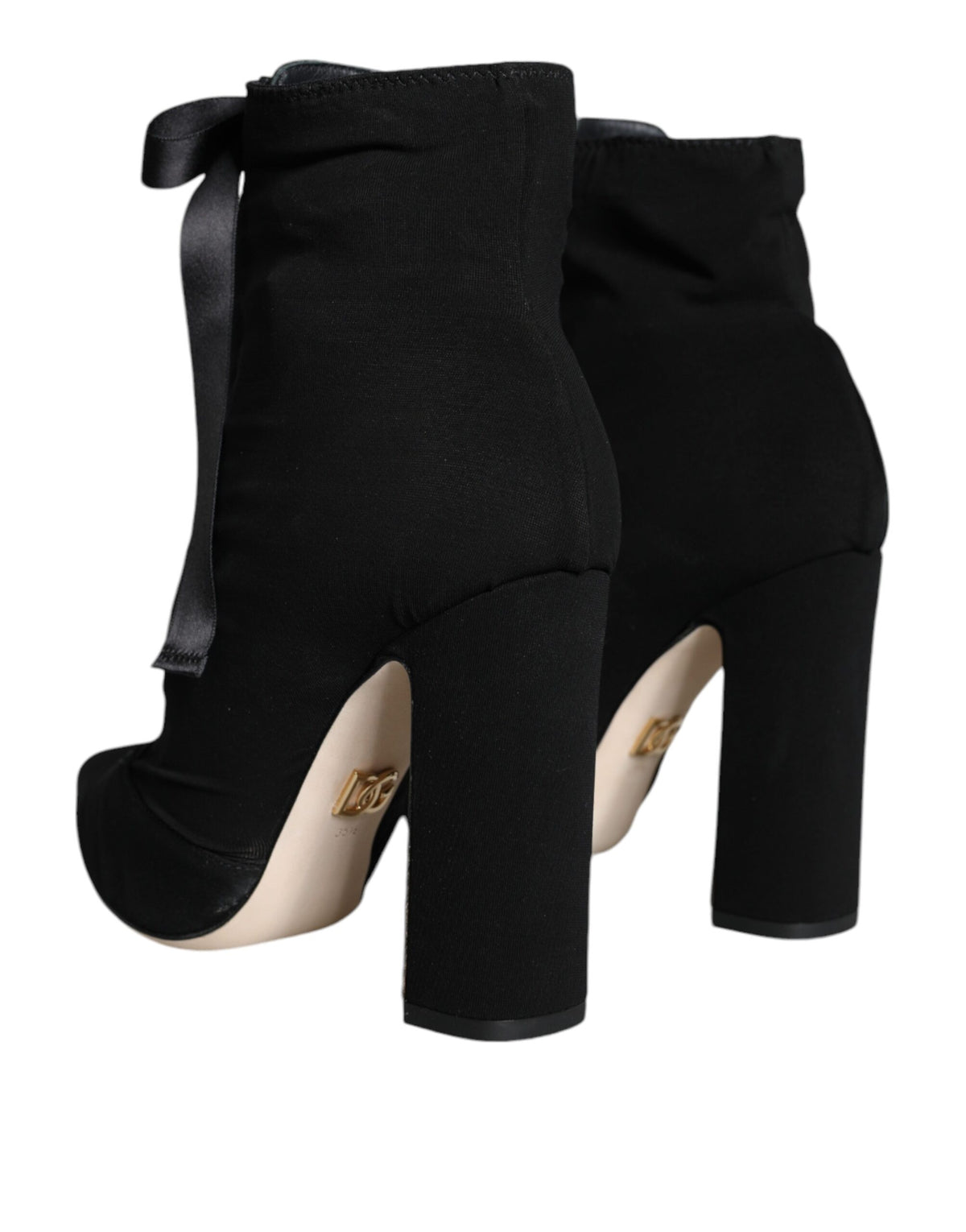 Dolce & Gabbana Black Suede Stretch Ankle Ballerina Flats – Lace-Up, Leather Sole, Logo, Italian