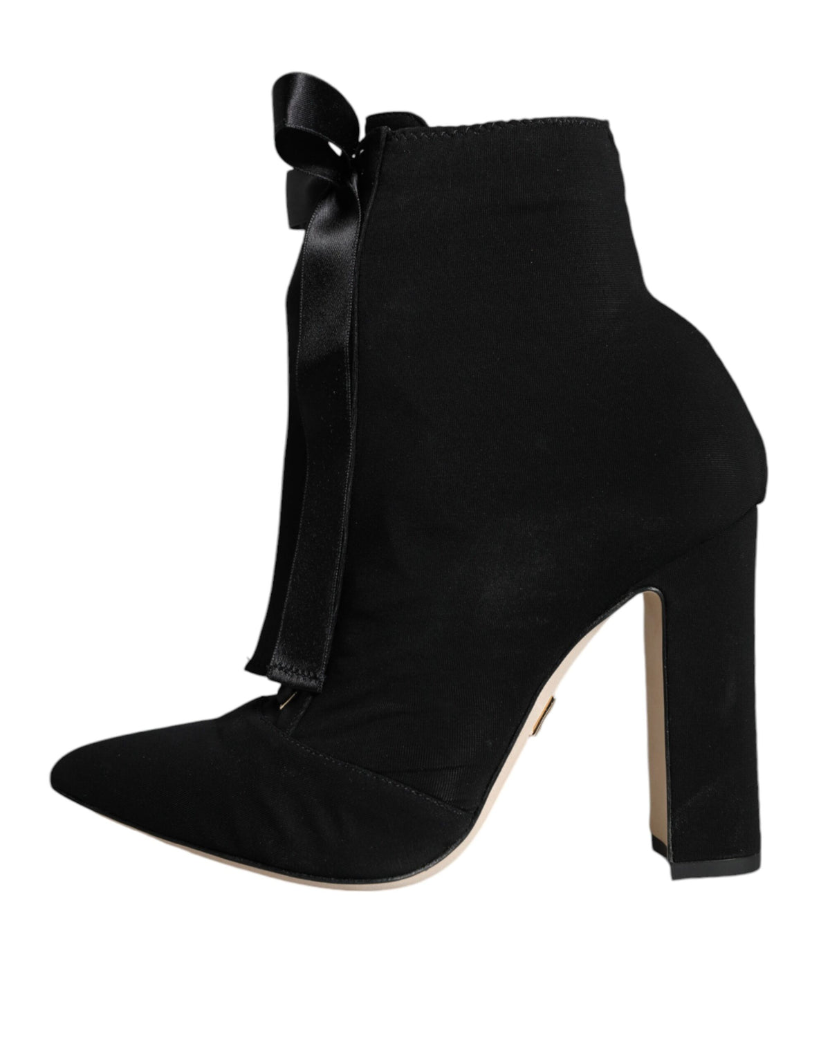Dolce & Gabbana Black Suede Stretch Ankle Ballerina Flats – Lace-Up, Leather Sole, Logo, Italian