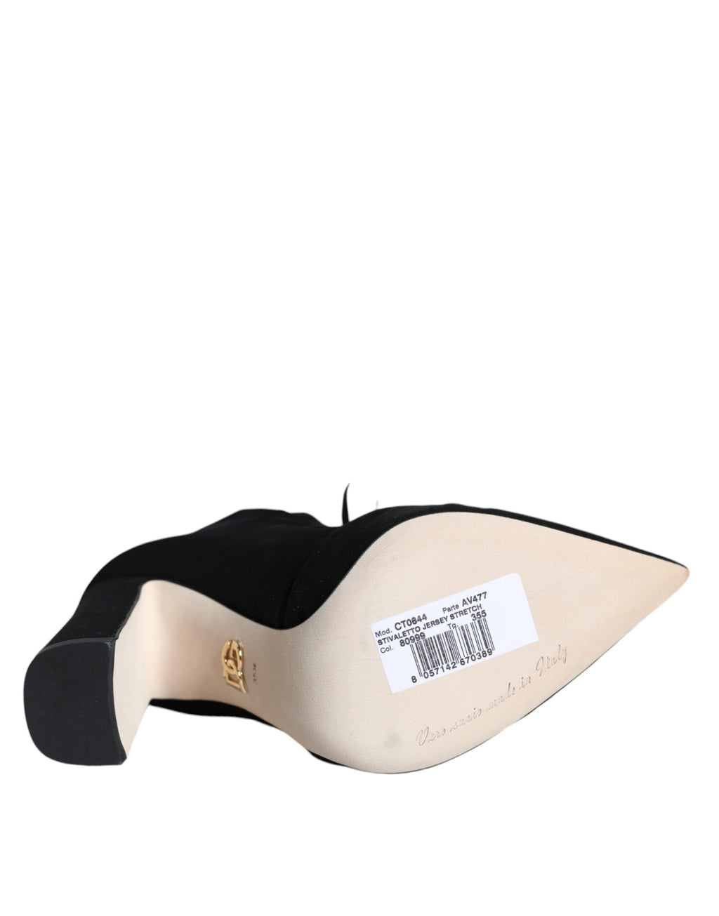 Dolce & Gabbana Black Suede Stretch Ankle Ballerina Flats – Lace-Up, Leather Sole, Logo, Italian