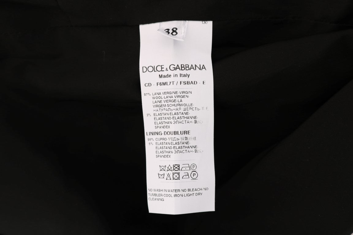 Dolce & Gabbana Gray Polka-Dotted Wool Stretch Dress
