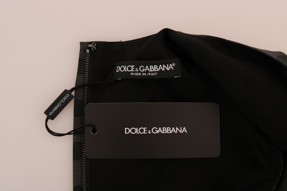 Dolce & Gabbana Gray Polka-Dotted Wool Stretch Dress