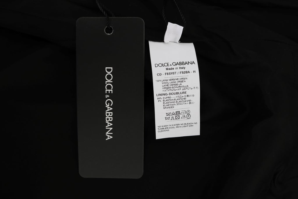 Dolce & Gabbana Gray Polka-Dotted Sheath Wool Dress