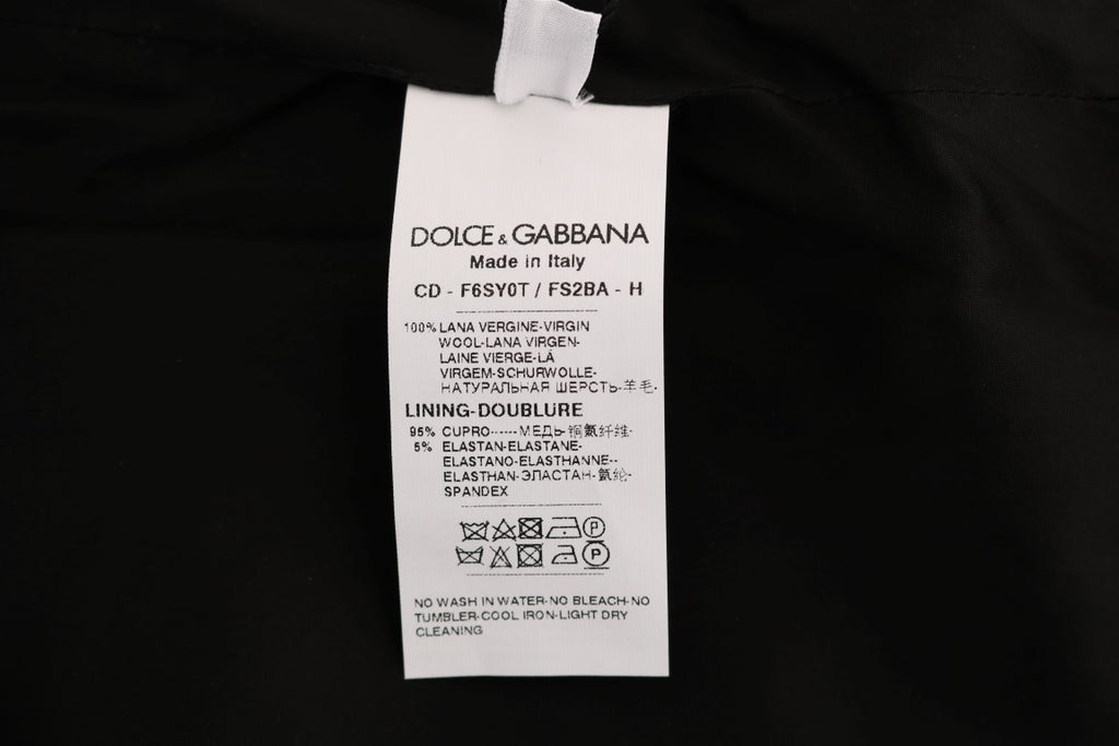 Dolce & Gabbana Gray Polka-Dotted Sheath Wool Dress