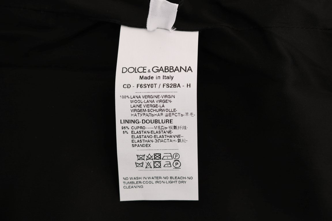 Dolce & Gabbana Gray Polka-Dotted Sheath Wool Dress