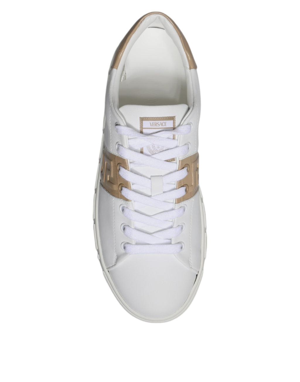 Versace White Brown Greca Print TPU Low Top Men Sneakers Shoes