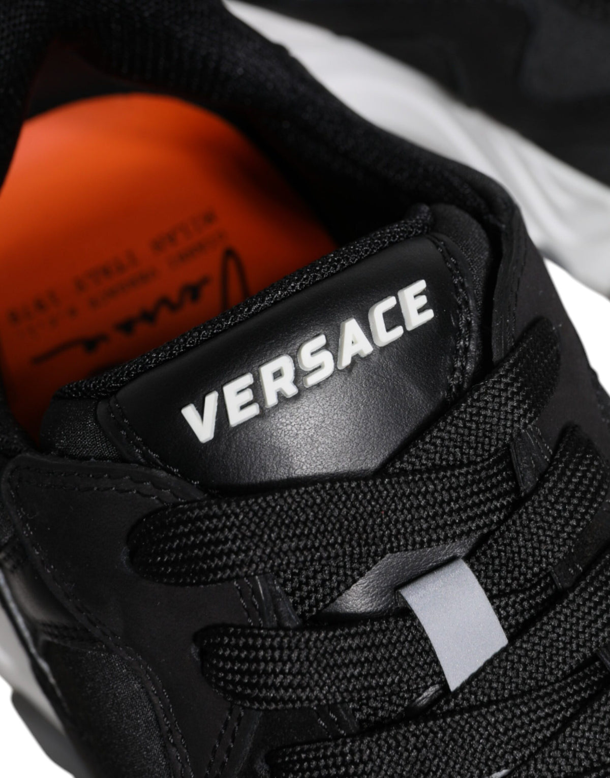 Versace Black Leather Neoprene Chunky Low Top Sneakers Squalo Shoes