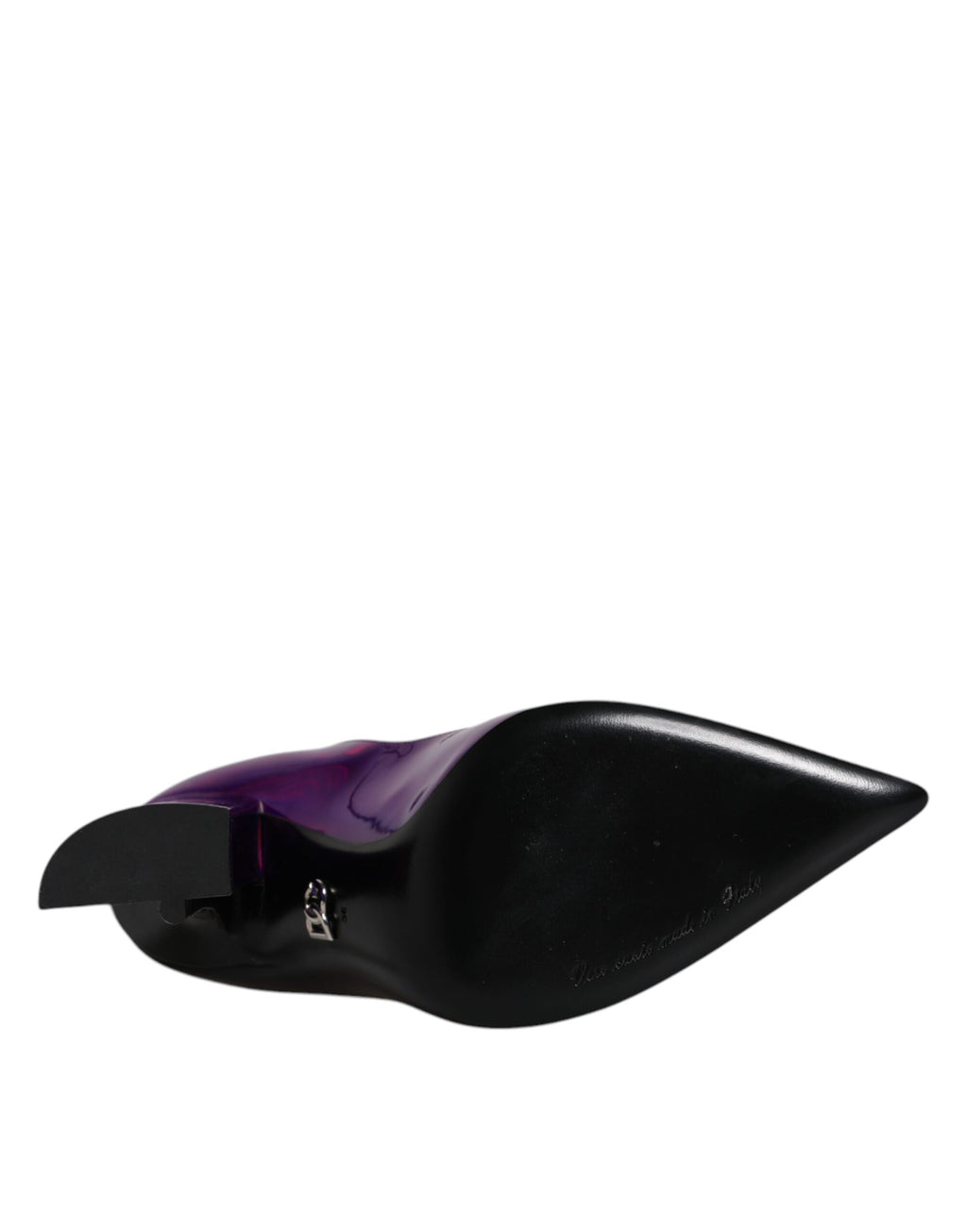 Dolce & Gabbana Lilac-Black Pointed Leather Ankle Boots – Zipper, Leather Sole, Logo, Italian