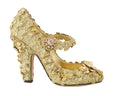Dolce & Gabbana Gold Floral Crystal Mary Jane Heels